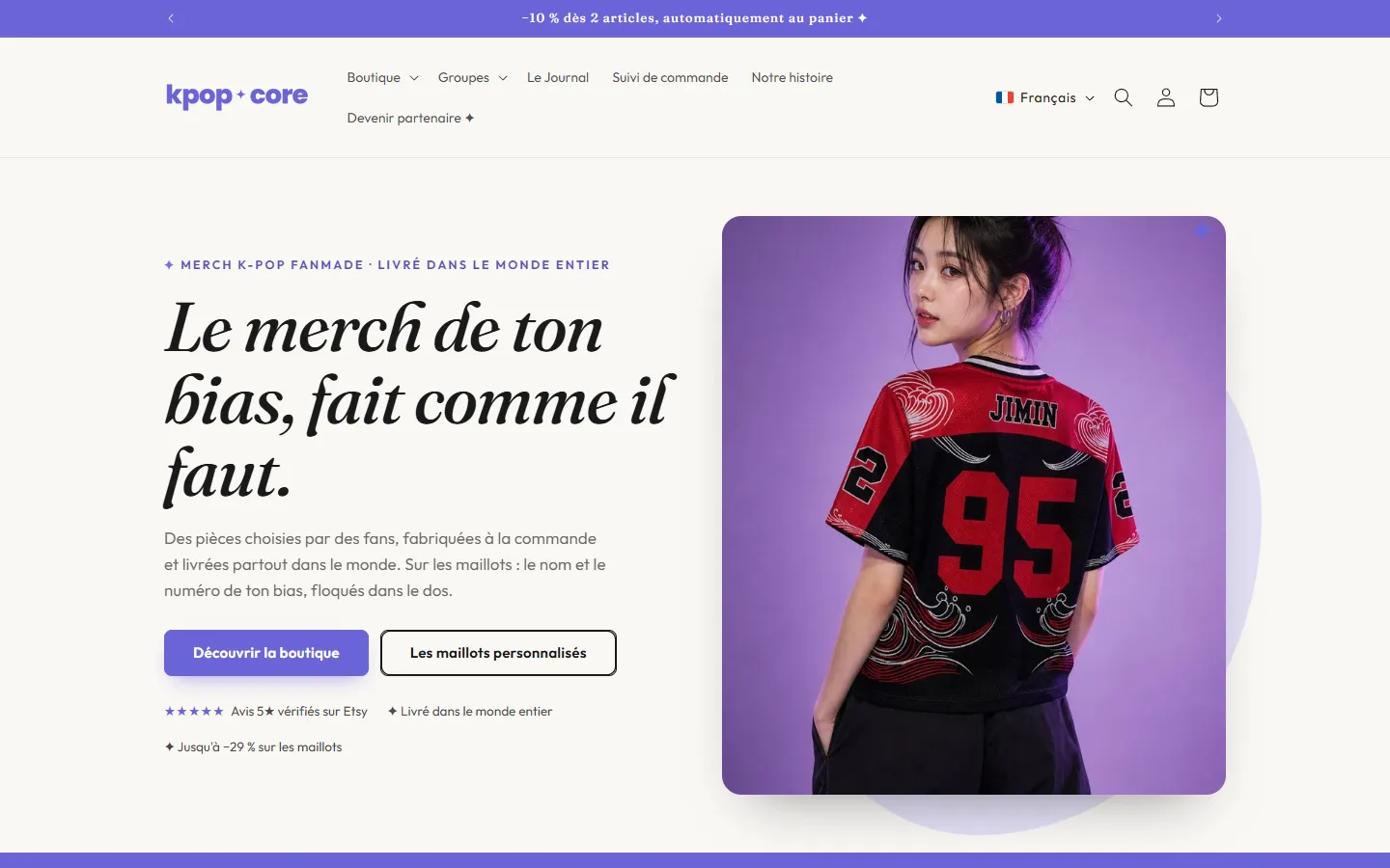 Page d’accueil du site KpopCore
